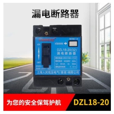 上海人民DZL18-20A DZ18L-32A家用漏電保護(hù)開關(guān) 漏保開關(guān)斷路器